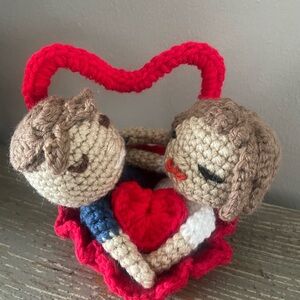Handcrafted Crochet Couple with Heart Accent